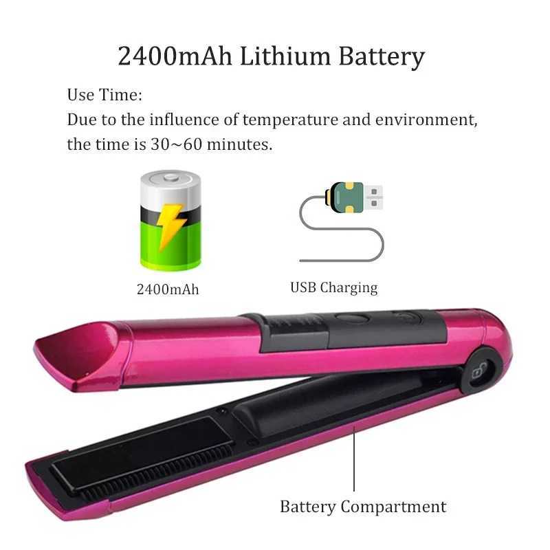 New Arrival USB charging professional curling iron 2-in-1 twisted portable straightener and curling iron flat hair styling tool Z241022