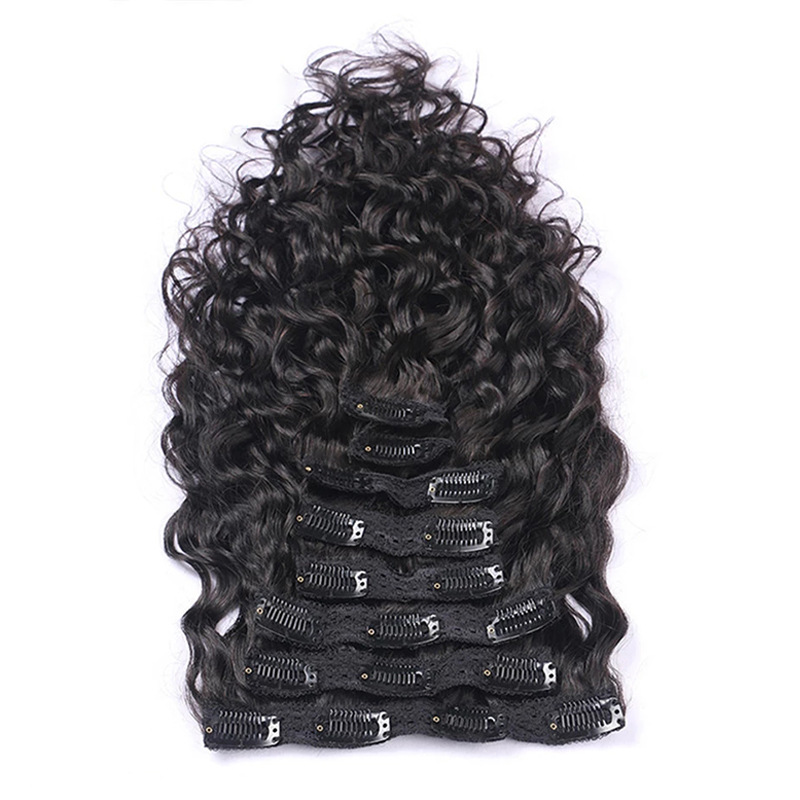 8-26Inch Brazilian Virgin Human Hair Products Water Wave Curly Clip In Hair Extensions Natural Color Malaysian Hair