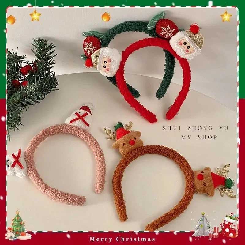 2PCS Christmas Headbands XMAS Hairband Deer Antlers Headpiece Santa Claus Hair Accessories for GirlsChristmas Decor HeadbandsX241022