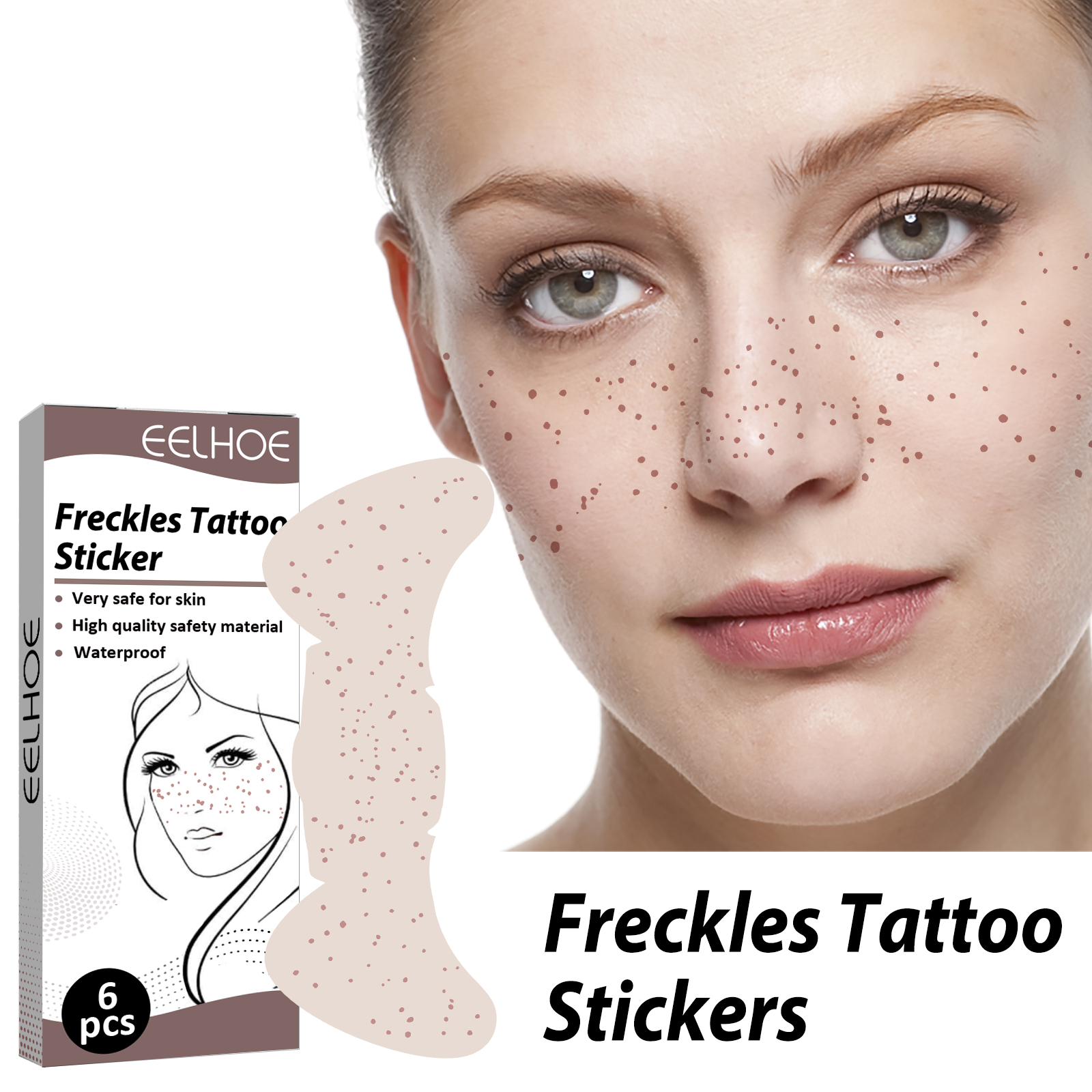 US stock EELHOE Freckle Tattoo Sticker Anti-sweat Long-lasting Makeup Party European and American Freckle Sticker Fashion Personalized Freckle Waterpr