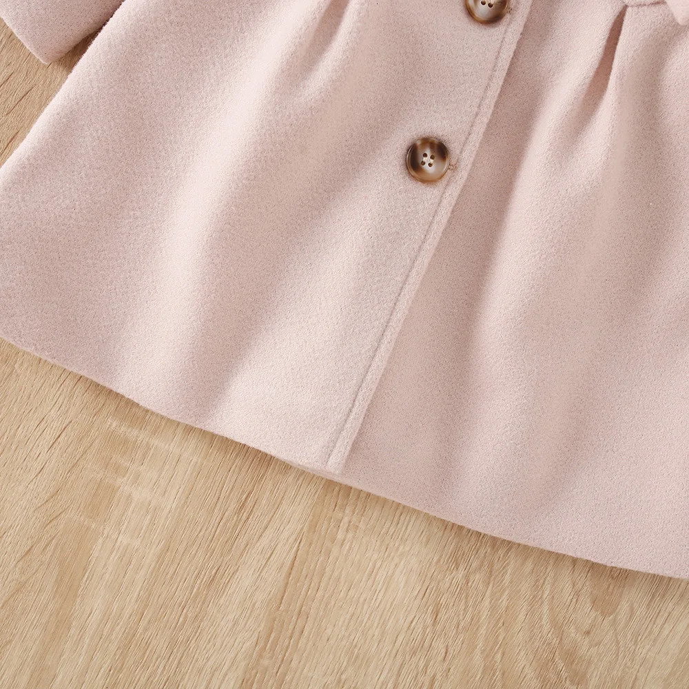 6 months -3 years old autumn and winter baby girl jacket beige bow childrens long sleeved dress 241022