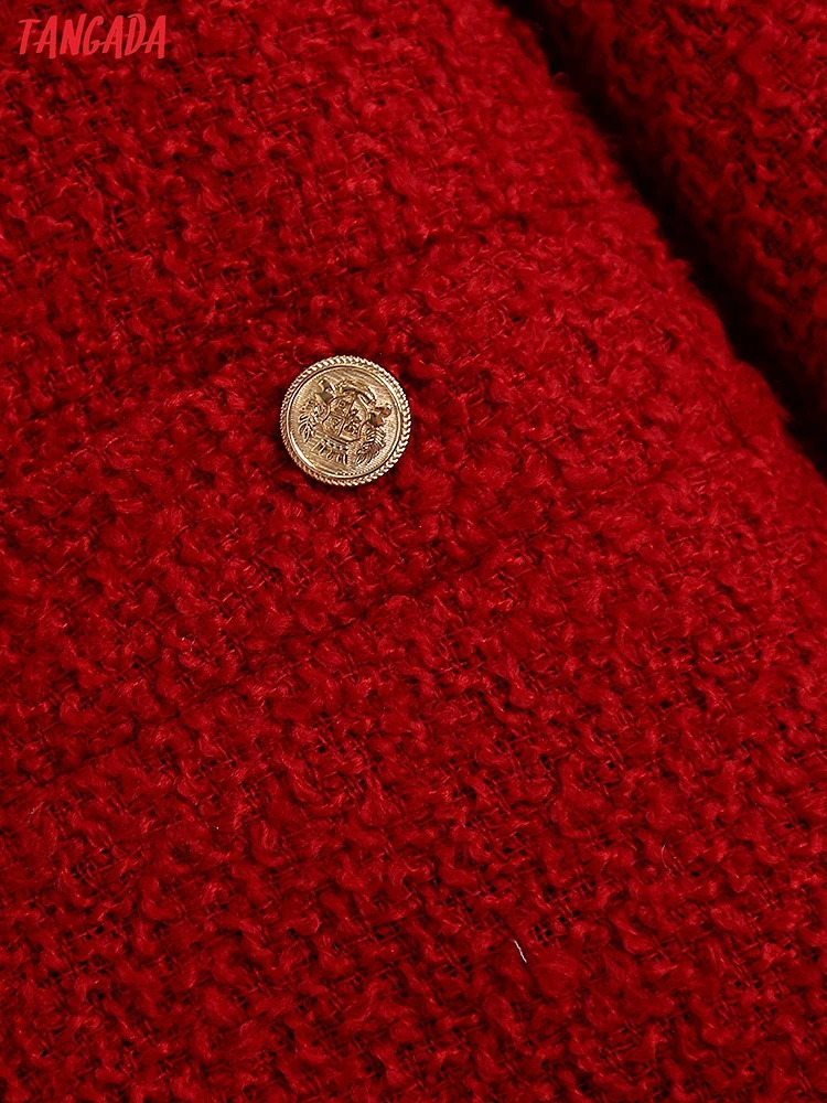 Series Womens Retro Red Coarse Hemp Sweatshirt Womens Long Sleeve Elegant Jacket Womens Crop Sweatshirt Womens Coat 241023