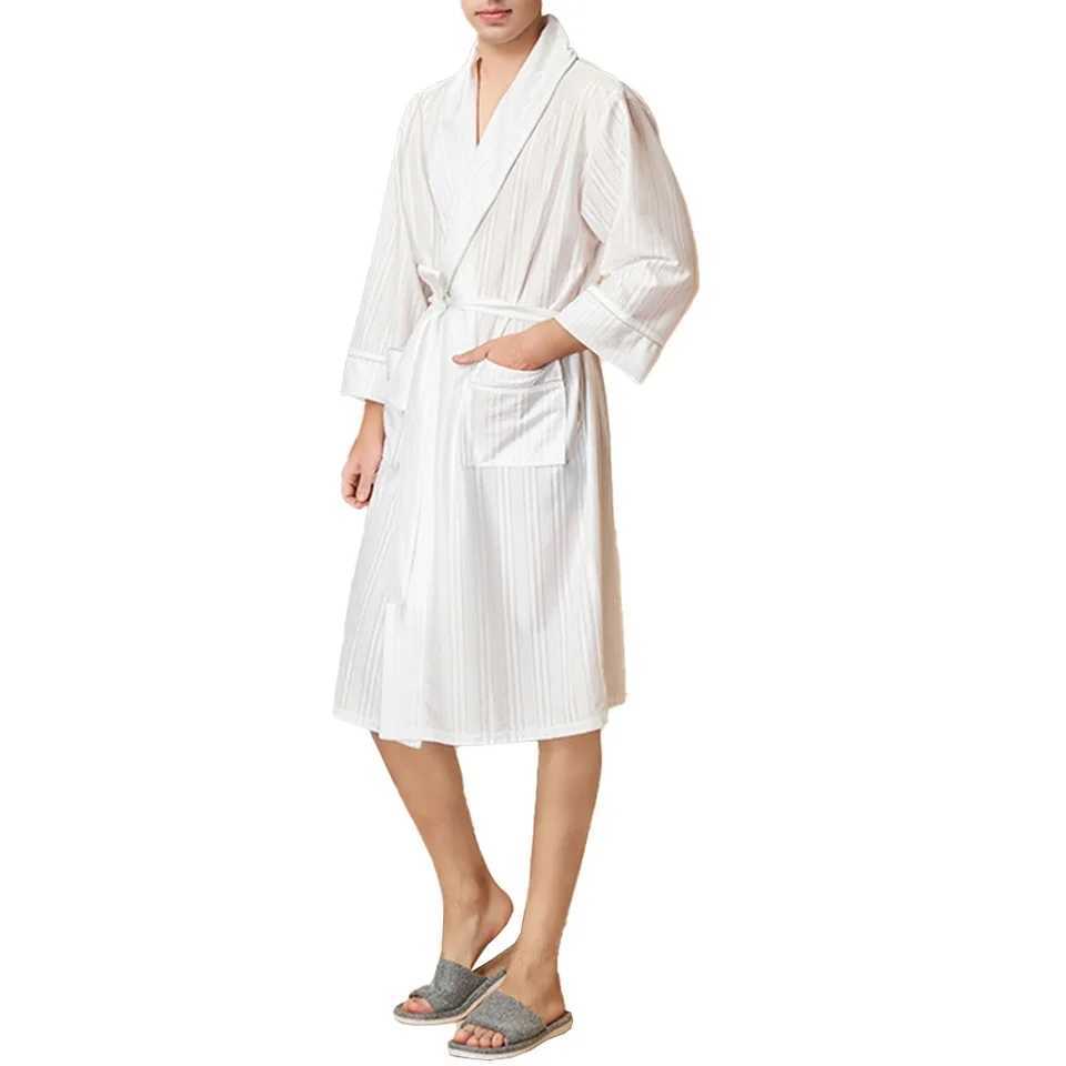 Mens sleepwear mens comparison Japanese kimono long Sve loose sleepwear satin soft V-neck pocket comfortable W241023