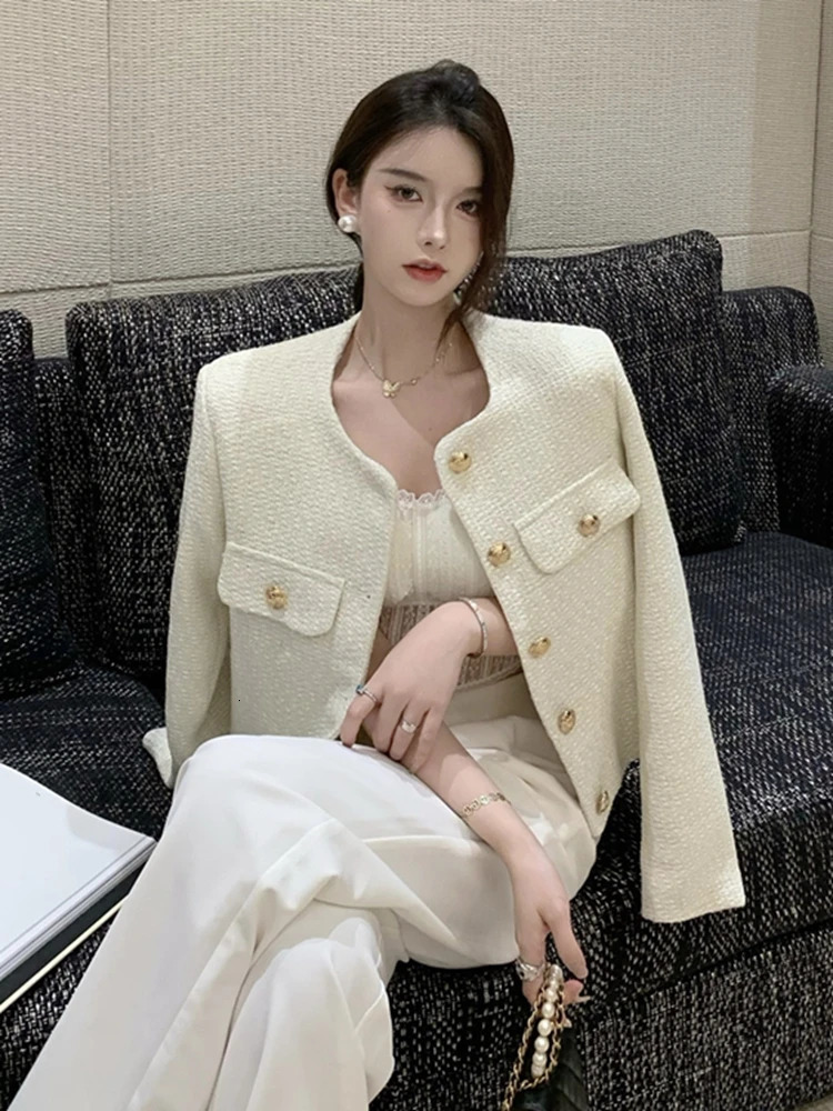 High quality fashionable little perfume tweed jacket womens elegant Korean coat spring French vintage coat 241023