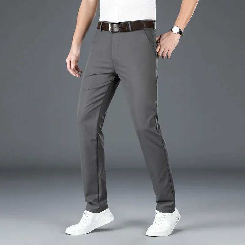 2024 Mens Spring Summer Fashion Business Casual Long Pants Suit Pants Elastic Straight Formal Trousers Plus Big Size 30-40X241023