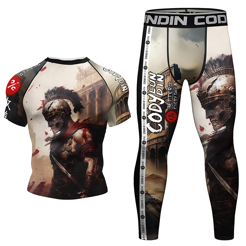 Mma Clothing Man Rashguard T-shirt+Pants Sets Rash Guard Jiu jitsu MMA Compression Shirt+Shorts Bjj Boxing Jerseys Sport Suits