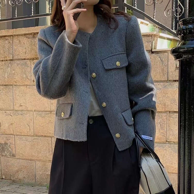 2024 Women Elegant Real Cashmere Coat Lady Fashion Wool Blazer Winter Autumn Outwear Female Suit