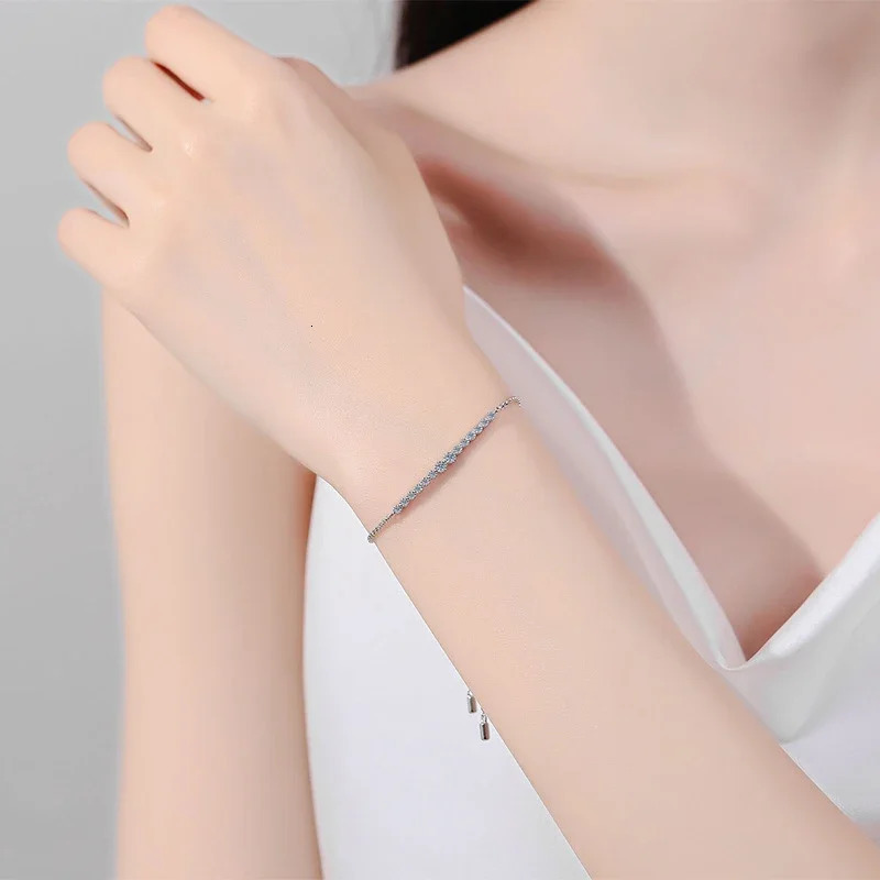 Neetim Full D VVS1 Bracelet Women S925 Pure Silver Laboratory Diamond Bracelet Wedding Birthday Party Jewelry Gift 240929