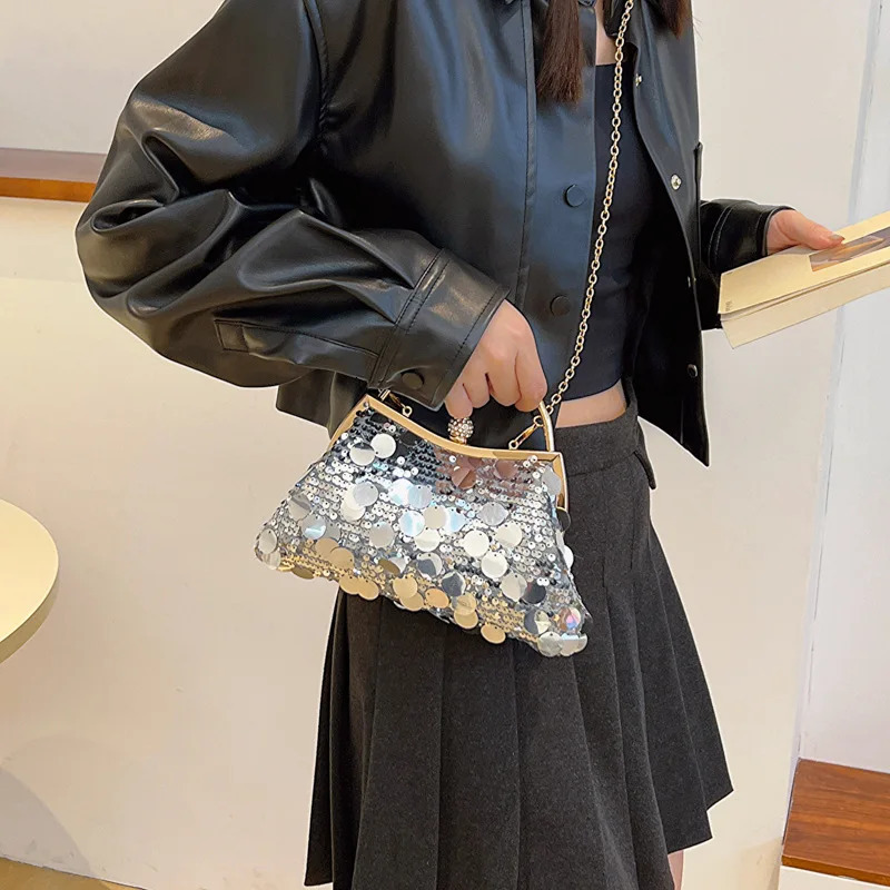 Womens evening clutch bag wedding golden clutch bag wallet chain shoulder bag mini party handbag with metal handle 241023