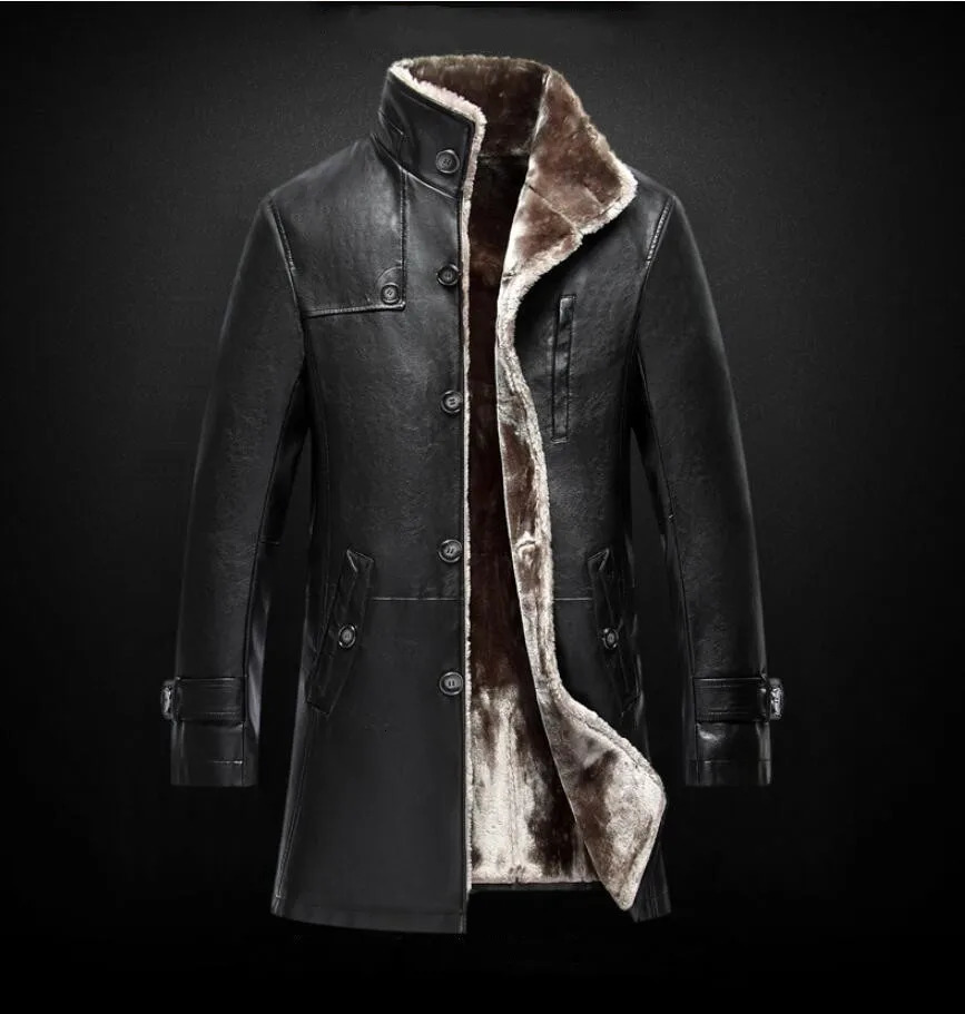 Mens genuine sheepskin coat winter Parka fur plush thick oversized sheepskin jacket mens M-5XL 241023