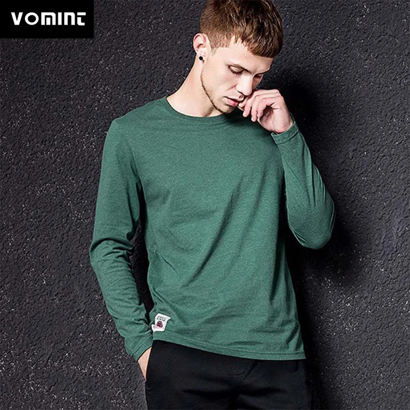 Mens solid color T-shirt multi-color washed knitted T-shirt mens spring and autumn T-shirt cotton long sleeved top size M-3XL 241023