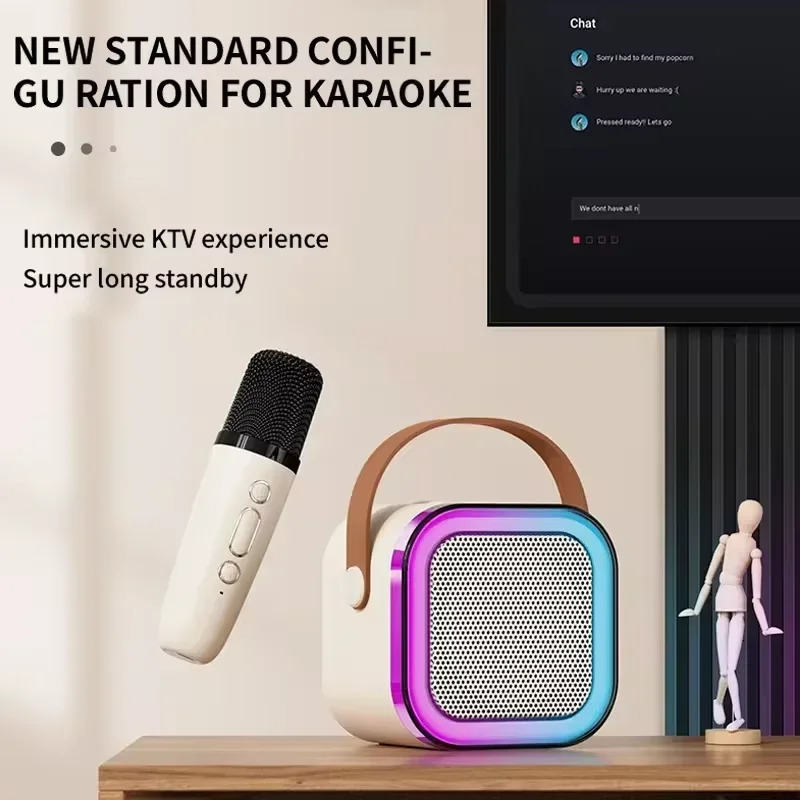 Wireless Karaoke Ser Bluetooth Microphone K12 Home KTV Machine RGB Light Portable Mini 241022