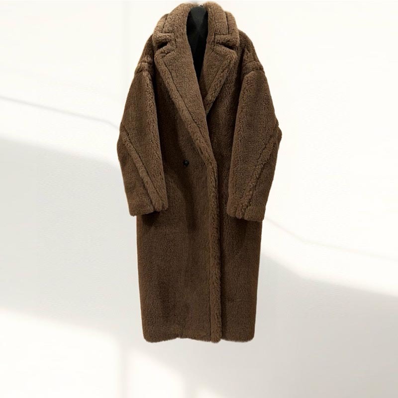 Women's Wool Blended Long Coat Designer High-quality Multi Color Lapel Collar Luxury Fashion Shoulder Down Long Sleeves Winter Warm Thick N1027