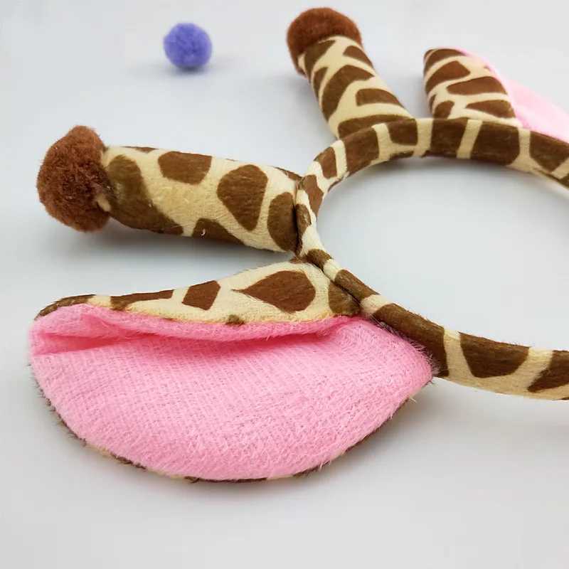 Cartoon Lovely Fluffy Plush Giraffe Ears Headband Female Cosplay Props Hair Hoop for Christmas Hair Band Women Hair AccessoriesX241021