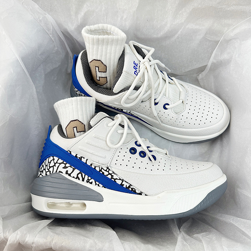 New Chic Blue Trendy Basketball Versatile for Men and Women, Couple Air Cushioned High Top Running Shoes