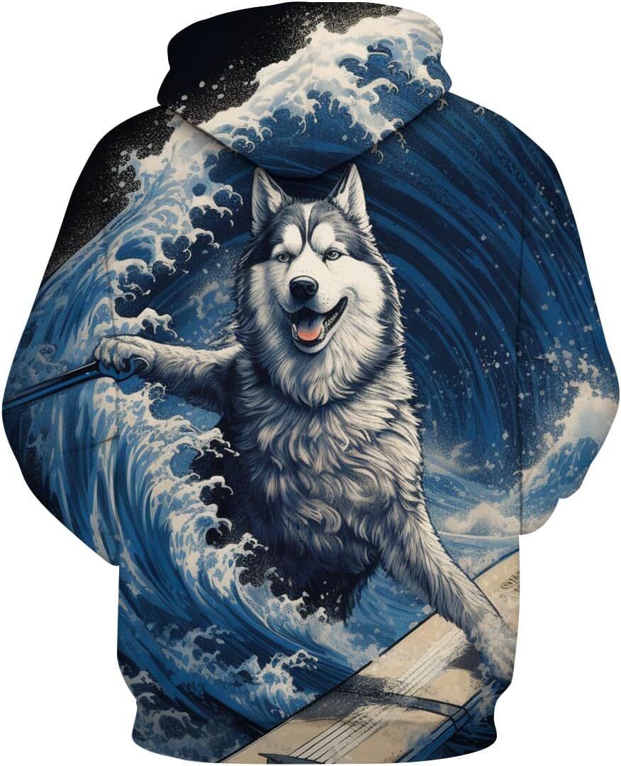Hoodie for Mens Womens Novelty Siberian Husky 3D Print Hoodie Animal Sweatshirt Pullover for Men Women Graphic Hoodies sweatshirt Trendy Warmth