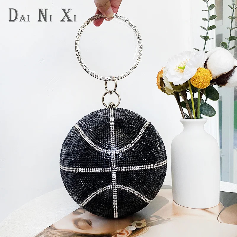 er fashion basketball handbag crystal rhinestone bag shiny wallet womens night clutch party wallet 241023