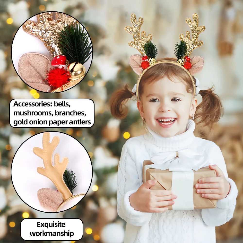 Christmas Headband Christmas Party Decoration Antlers Headband With BellsX241021