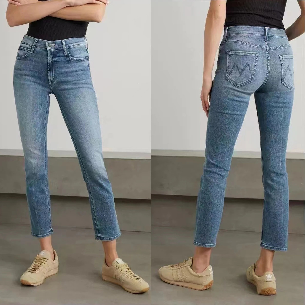 High quality womens high waisted slim fit jeans fashionable and casual denim ankle pants 241023
