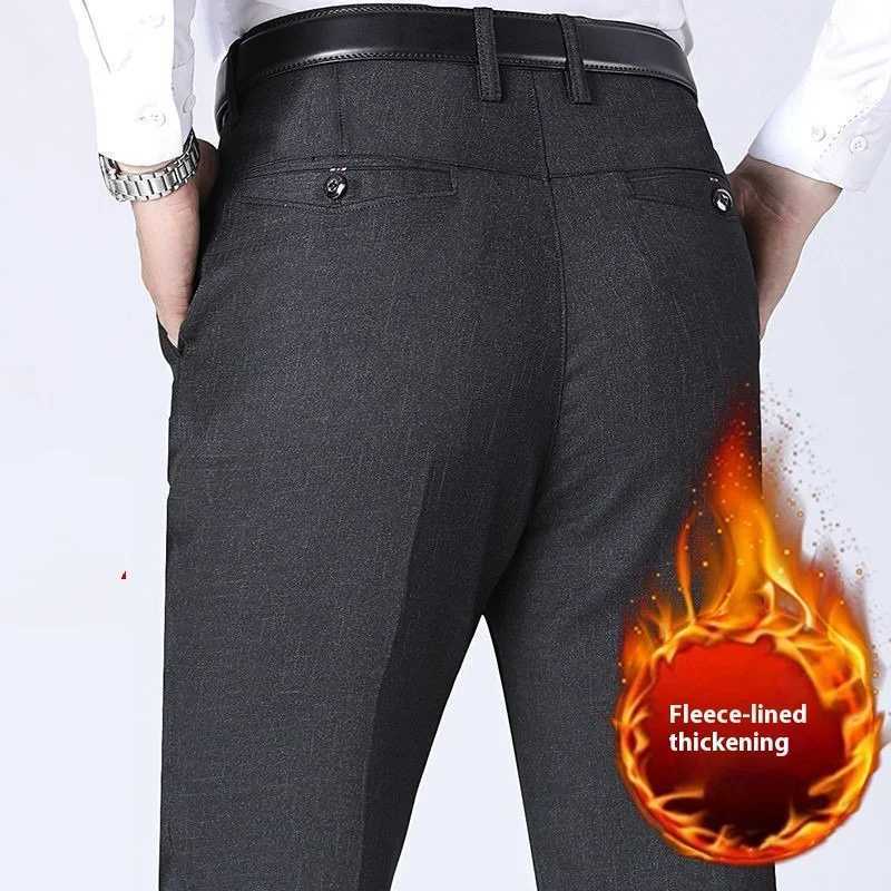 Mens Casual Pants Autumn Winter Wool Fce Warm Fashion Straight Loose Business Casual Suit Pants Ele Soft TrousersX241023