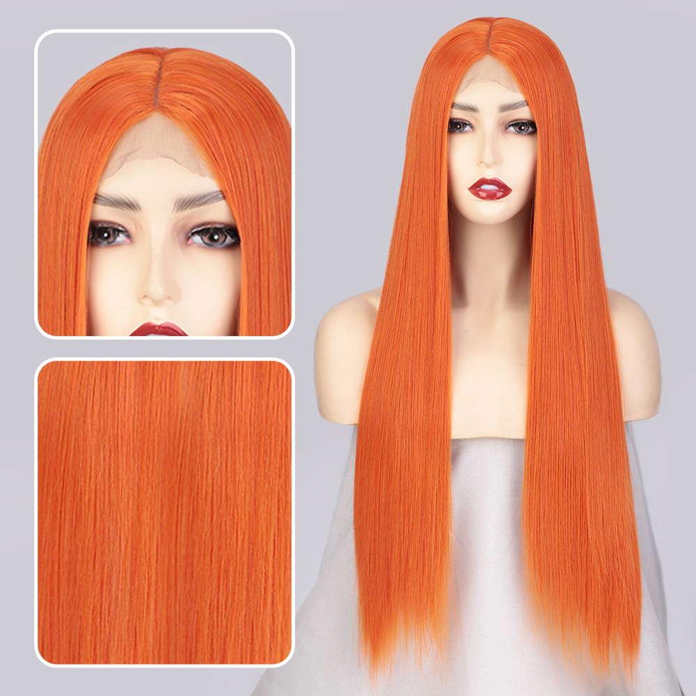 130Density Full Transparent Lace Front Hair Wig Blonde Straight Lace Frontal Wigs for Women Synthetic Preplucked