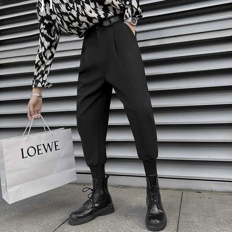 2023 Korea Fashion Harlan Pants Male Business Trousers Men Brand Clothing Mens Vintage Wild Loose Casual Suit Pants Black 28-38X241023