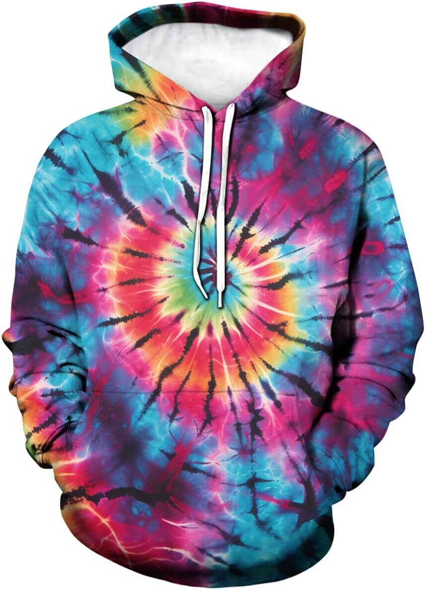 Hoodie for Mens Womens Creative Tie Dye Pattern Hoodies Colorful Hoodies Sweatshirt Pullover Graphic Hoodies sweatshirt Trendy Warmth