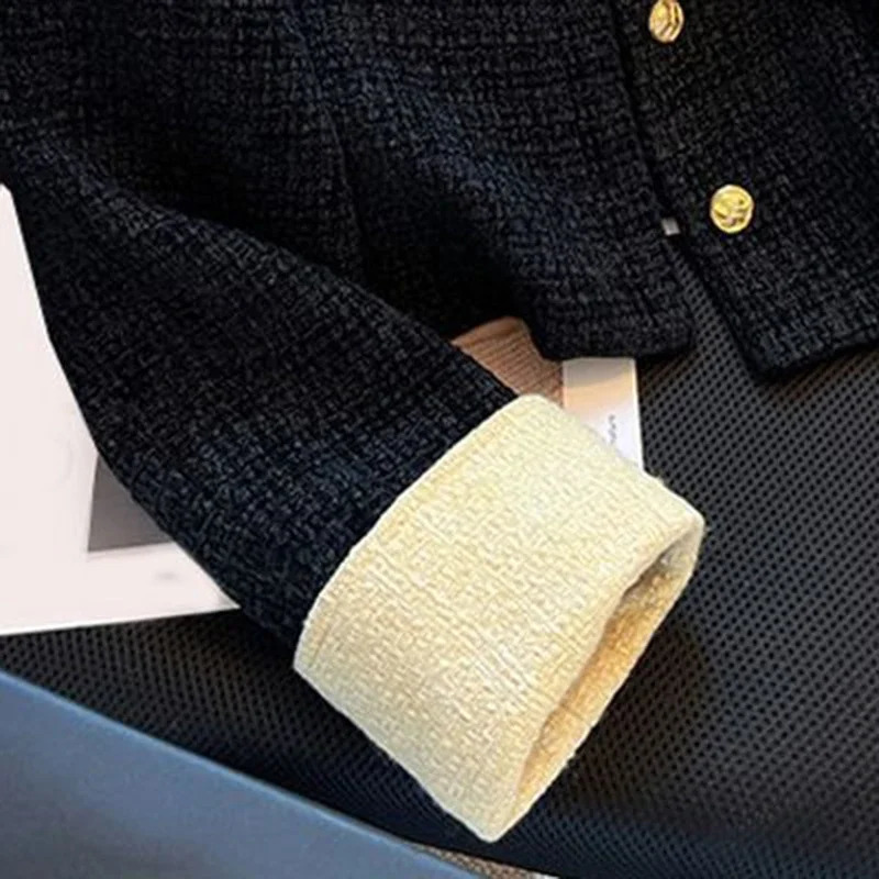 Smvp Autumn/Winter Crop Splicing Work Jacket Elegant Jacket Womens Retro Black Coarse Floral Thick Jacket Womens 241023