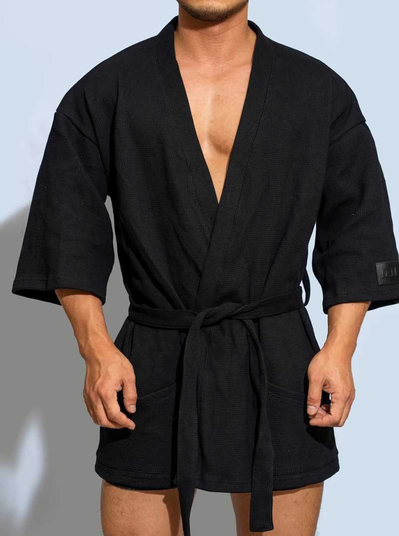 Mens short 100% pure cotton solid color sleepwear waterproof casual home towel W241023