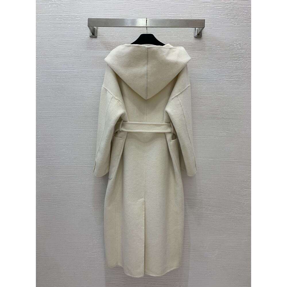 Korean Style Lapel Tie Casual Elegant Double-Faced Cashmere Coat Women