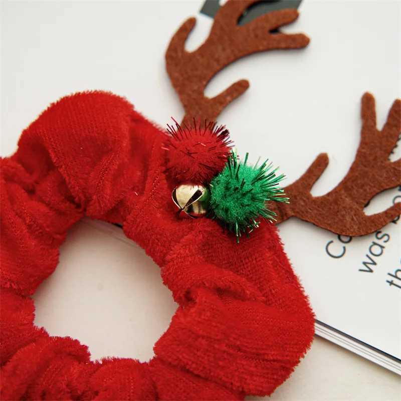Cute Velvet Scrunchies Hair Loop Deer Horn Bat Hairband for Women New Halloween Headwear Christmas Hair Accessories GiftX241021