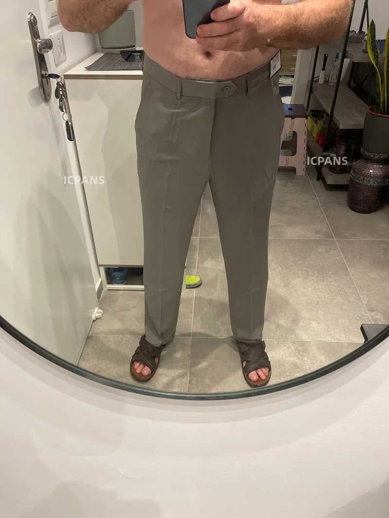 lberry Silk Thin Dress Trousers Man High Waist Straight Loose Mens Pants Flat Khi Black Business Suit PantsX241023