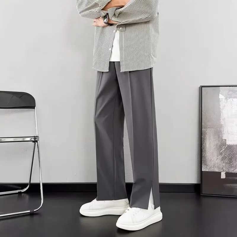 Black Suit Pants Men Slim fit Fashion Society Mens Dress Pants Korean Solid Color Straight Trousers Mens Office Formal PantsX241023