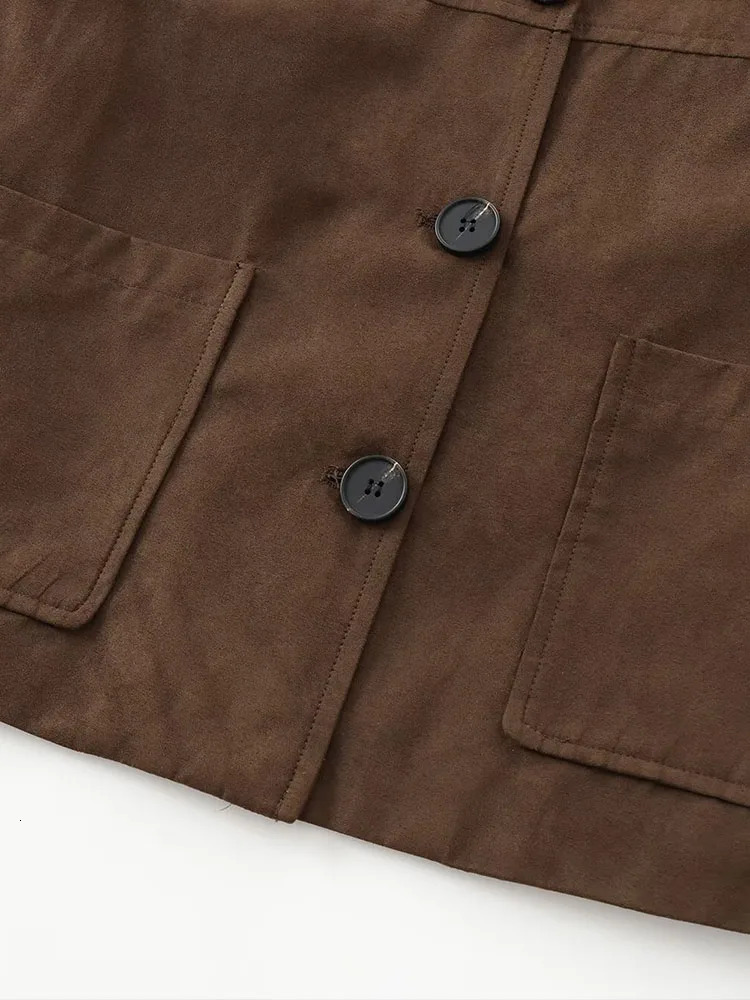European and American style autumn womens clothing fully matches old brown suede short jacket 241023