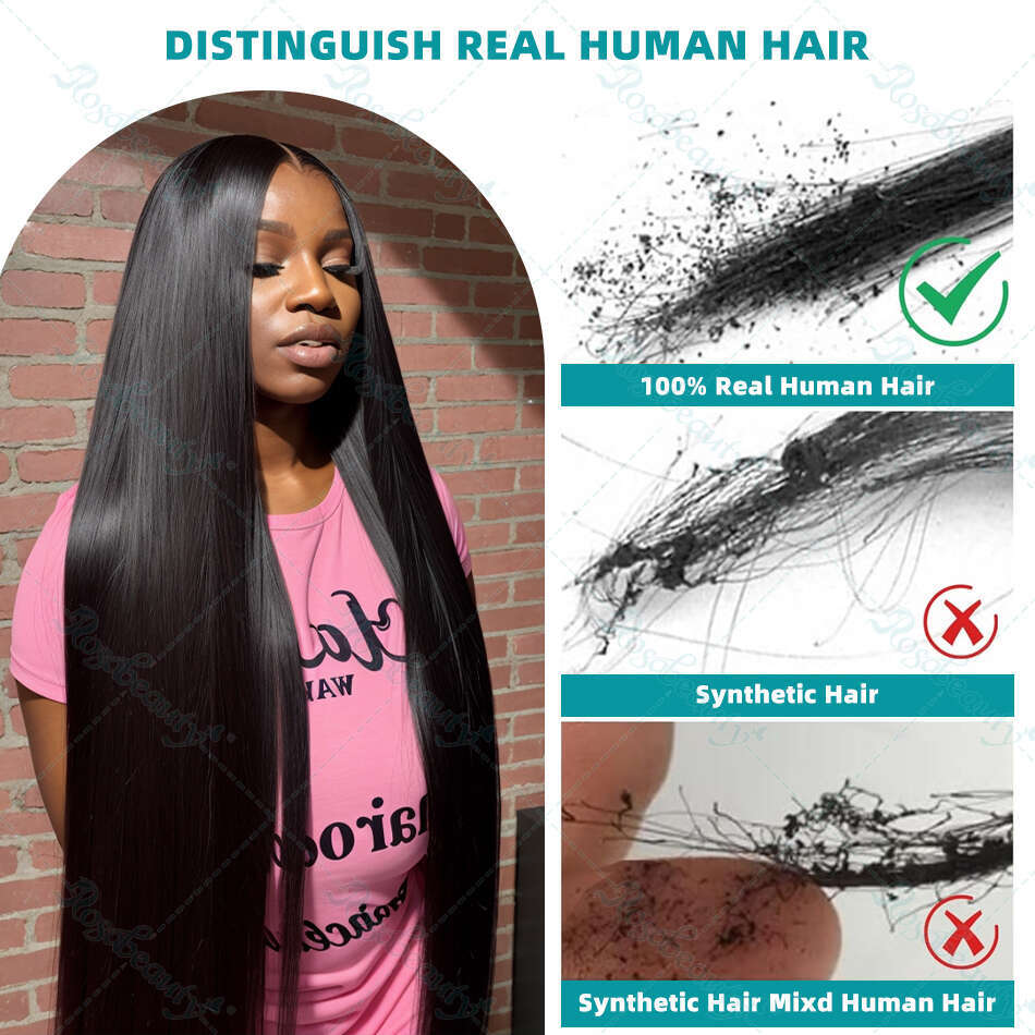 Inch Rosabeauty x HD Lace Frontal Wig Bone Straight Closure Glueless Wigs Human Hair Preplucked Remy For Women s