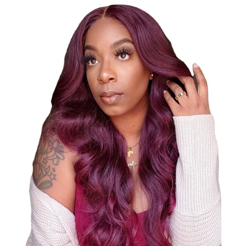 New arrival middle part big wave wig African long curly wig black wine red multi-color curly hair