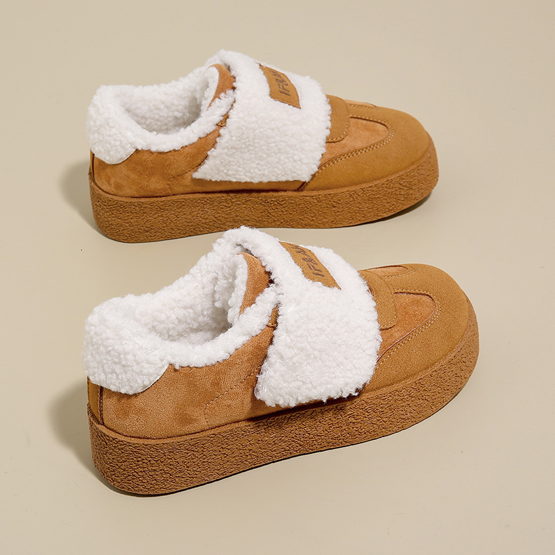 training in winter, with plush insulation women, trendy student casual sports cotton shoes for women