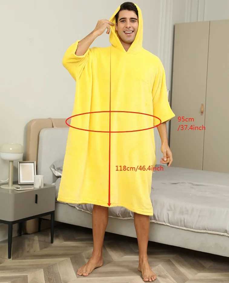 Regular summer hooded mens pajamas bright yellow loose suit home clothing loose casual hooded shirt with pockets W241023
