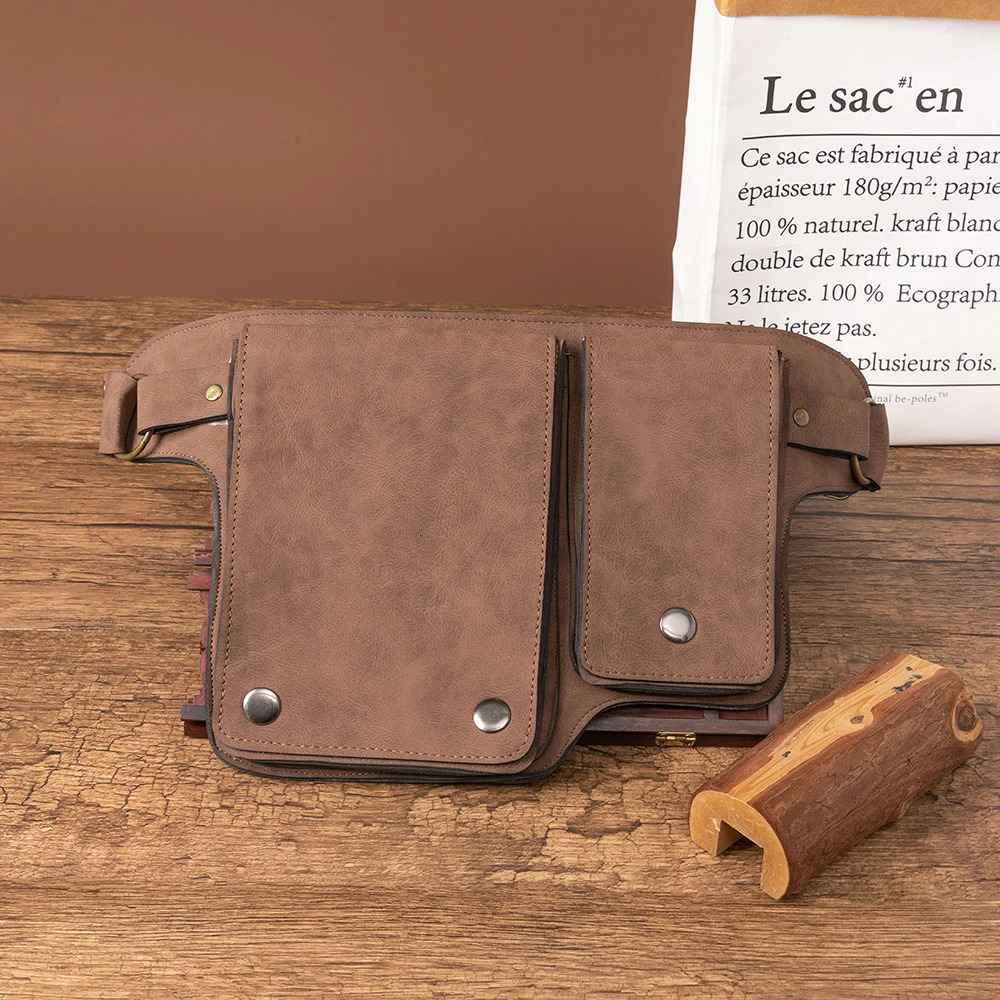 Mens Mini Strap Cross Backpack Shoulder Bag Retro PU Leather Strap Backpack Bicycle 241023