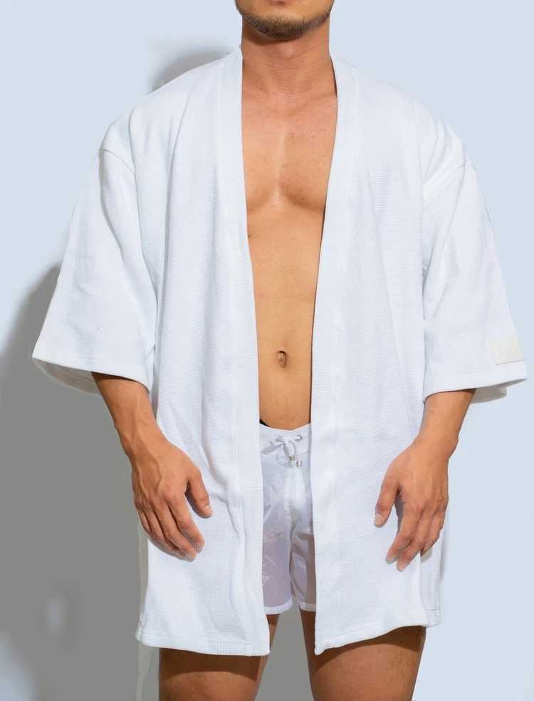 Mens short 100% pure cotton solid color sleepwear waterproof casual home towel W241023