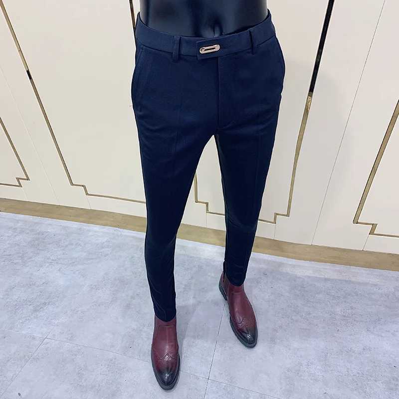 Pantn Homme 2021 New Mens Business Dress Pants Solid Color Slim Fit Formal Office Suit Pant Streetwear Man Casual TrousersX241023