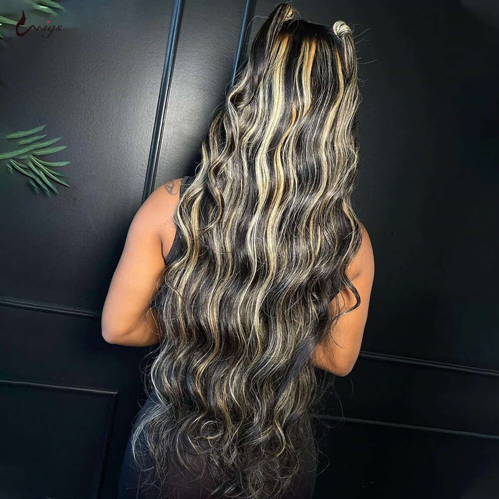 Uwigs Black Blonde Highlight 13x4 13x6 Body Wave Human Lace Front Wig Brazilian Hair Preplucked Wigs