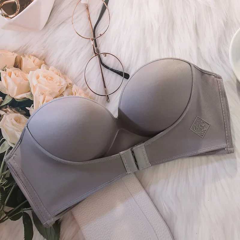 Women Sexy Strapless Push Up Bra Front Closure Bralette Invisible Bras Underwear Lingerie 1/2 Cup Seamless Brassiere ABC CupX241022