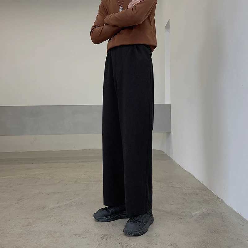 Winter Thick Woolen Pants Mens Warm Fashion Black Brown Casual Pants Men Korean Loose Straight-leg Pants Mens Trousers S-2XLX241023