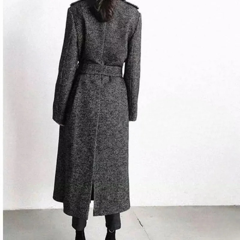 Winter Womens Long Knee Wool Coat Womens Plain Casual Warm Thick Fully Matching Wool Coat 241023