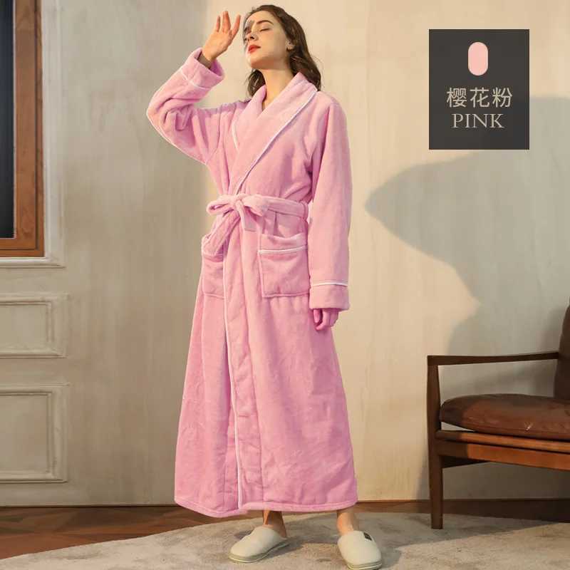 2024 New Mens Bathroom Flannel Thick Warm Towel Fce Womens Dress Long Bathrobe Hotel Spa Soft Winter Sofa Spwear W241023