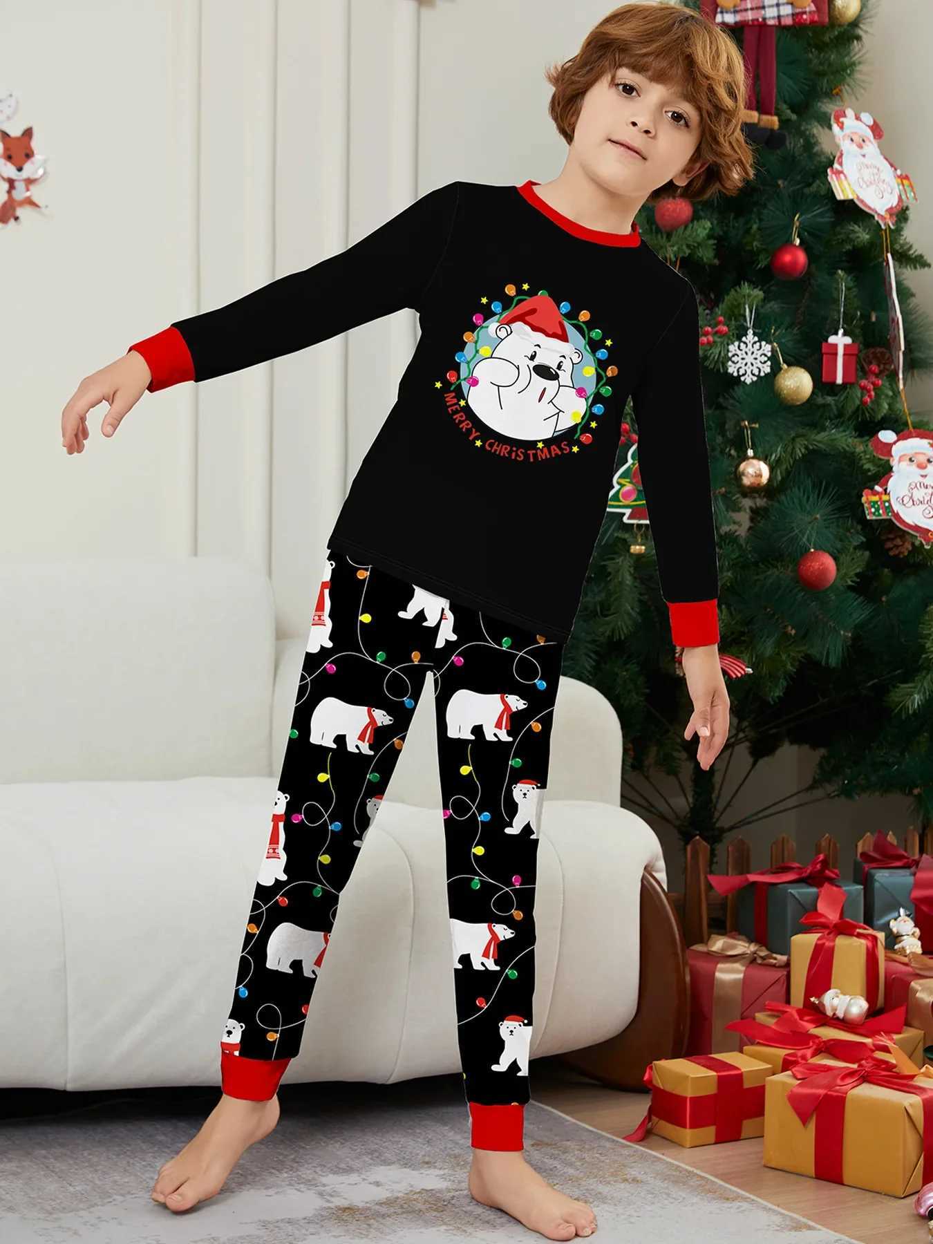 New Cartooon Bear Print Family Pajamas Set Parent-child Matching Outfits Christmas Clothing Casual Loose Pyjama Xmas Family LookXJ241008