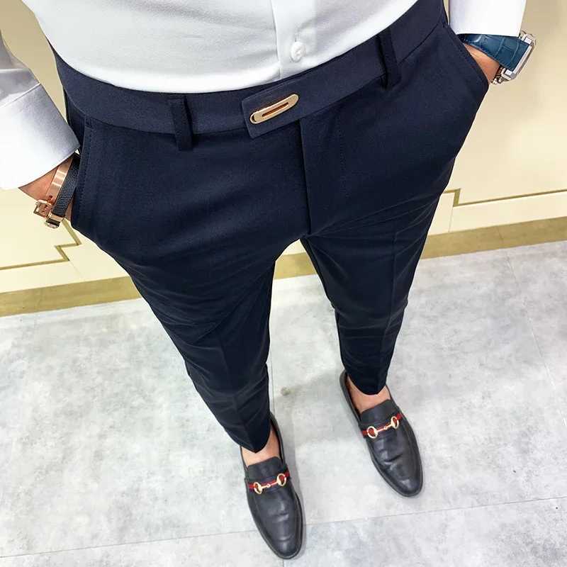 Summer Men Casual Pants Stretch Slim Straight Classic Blue Black Gray Brand Thin Business Formal Office Trousers Plus Size MenX241023