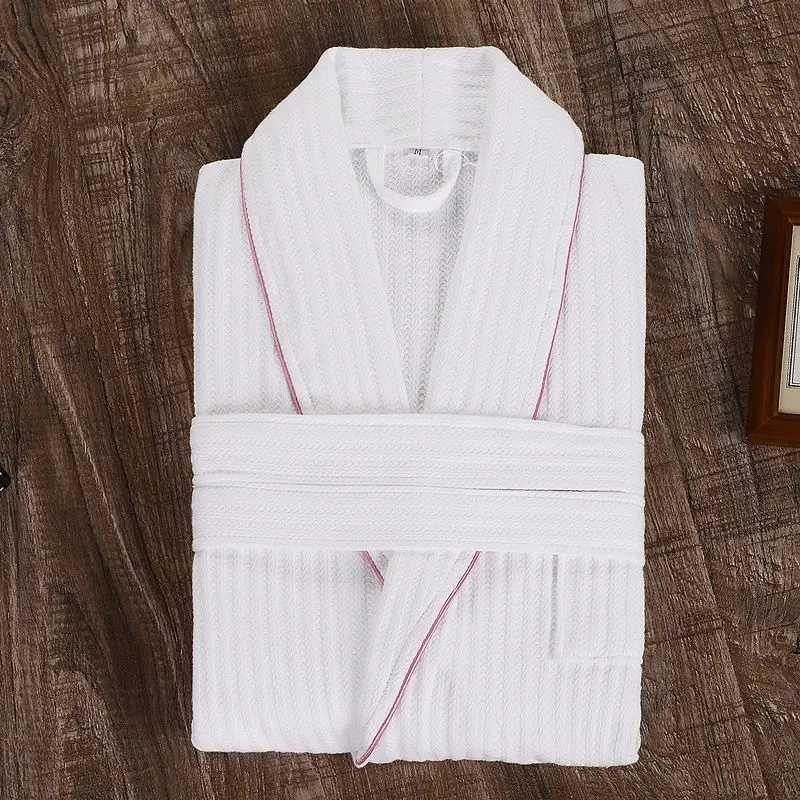 Mens Wfle Bathrobe long design kimono couple night town plus size robe Sp robe 100% cotton summer W241023