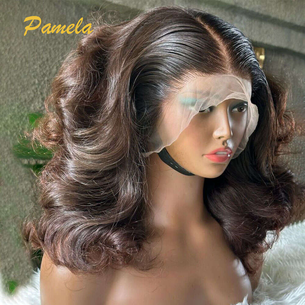 250% Density Blonde Loose Wave Front Ombre 1B/4 Brown Colored 13x4 HD Transparent Lace Frontal Human Hair Wig For Women